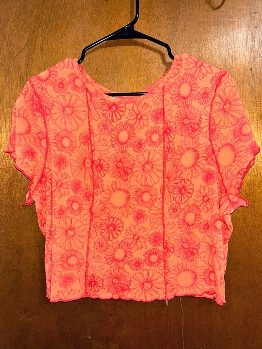 SO Floral Short Sleeve Top in Pink Size 2X Like New